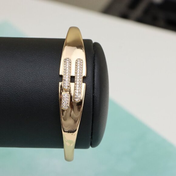 "Rose Gold Bangle with Triple Bar CZ Detailing, XPBL0449 - Picture 6 of 11